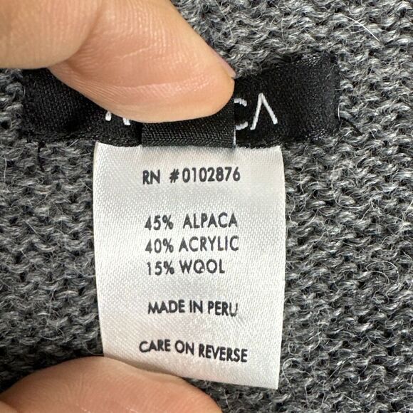 Novica Alpaca Wool Blend Hoodie Sweater Gray Pullover Women’s Large Boho Cozy - Picture 7 of 12